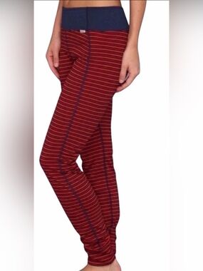 Patagonia Striped Red and Navy Lounge Leggings - Large